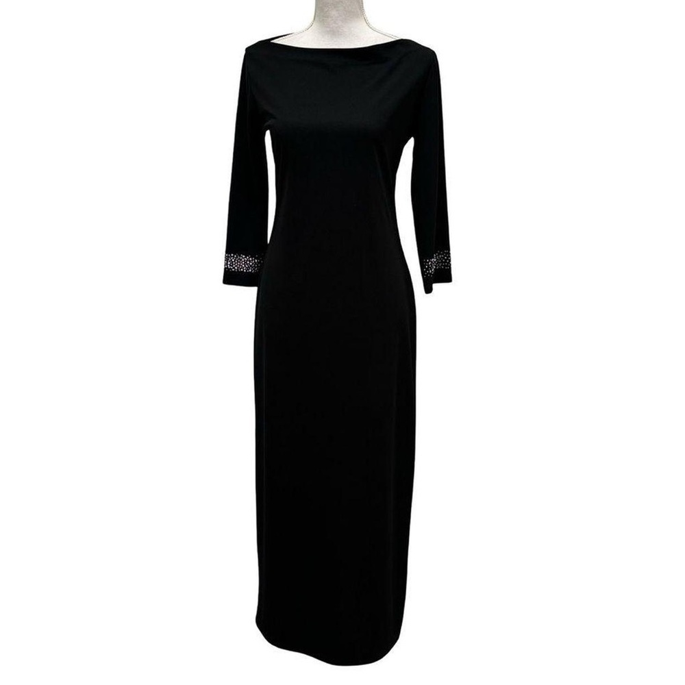 A.B.S. Evening by Allen Schwartz Long Black Formal Rhinestone Cuff Dress